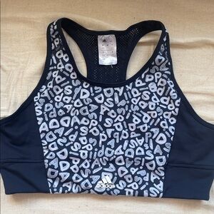 adidas Black & White Graphic Racerback Sports Bra